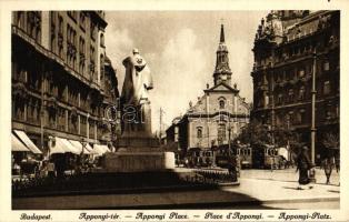 Budapest V. Apponyi tér, templom, villamos, Divald