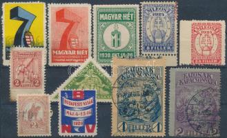 11 db levélzáró és adománybélyeg stecklapon