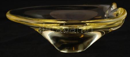 Bohemia Glass tálka, hibátlan, jelzett, 16,5×12,5 cm