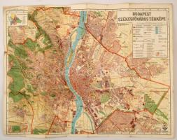 1935 Budapest Székesfőváros térképe, jelmagyarázattal, kiadja a M. Kir. Állami Térképészet, 90x70 cm