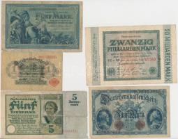 Német Birodalom / Németország / Weimari Köztársaság 1904-1926. 10db klf bankjegy T:vegyes German Empire / Germany / Weimar Republic 1904-1926. 10pcs of diff banknotes C:mixed
