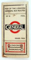 1926 Map of the London General Bus Routes(a londoni buszjáratok térképe), 44x36 cm