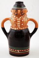 Miska kancsó, mázas kerámia, jelzés nélkül, kis kopásnyomokkal, al alján apró lepattanásokkal, m: 25 cm