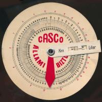 Állami Biztosító Casco reklámkorongja, mely a fogyasztást jelöli