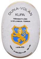 1987. "Duna-Volán Kupa Nemzetközi Vízilabda Torna - Cegléd 1987. augusztus 15-16." jelzett hollóházi porcelán plakett (80,5x117mm) T:2