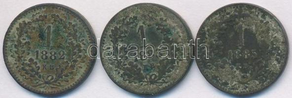 1882,1883,1885KB 1kr Cu (3x) T:3