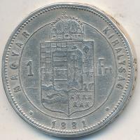 1881KB 1Ft Ag "Ferenc József / Középcímer" T:2-,3 ph. Adamo M15