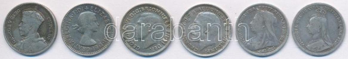 Vegyes: Nagy-Britannia 1891. 3P Ag + 1898. 3P Ag "Viktória" + 1917. 3P Ag "V. György&...