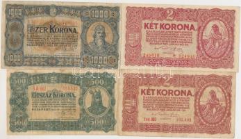 16db vegyes korona bankjegy, közte 1923. 500K, 1000K "Magyar Pénzjegynyomda Rt. Budapest" T:vegyes