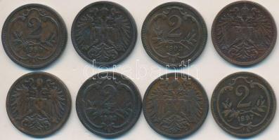 Ausztria 1895-1904. 2h Br (8xklf) T:2,2- Austria 1895-1904. 2 Heller Br (8xdiff) C:XF,VF