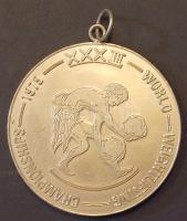Görögország "Griechenland/Saloniki 1979." Súlyemelő V.B. ezüstözött fém résztvevői érem  T:2