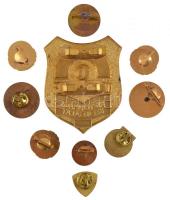 10db-os jelvény tétel, benne "Őrmester Biztonsági Szolgálat", "Tiszai Vegyi Kombinát ...