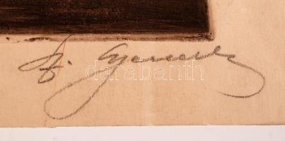 Olvashatatlan jelzéssel: Venezia. Rézkarc, papír, szakadással, 33×20 cm