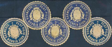 Pest- Pilis- Solt- Kiskun Vármegye 5 db pecsétbélyeg