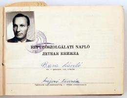 1951 Repülőszolgálati napló, MASZOVLET (Basa László )sok bejegyzéssel,14x20cm