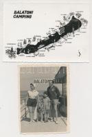 cca 1954 2 db Balatonnal kapcsolatos kép: Balatonlellei életkép, és balatoni kempingeket ábrázoló fotólap, 12x9 és 10x15 cm