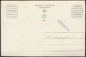 1944 Karády Katalin(1910-1990) színésznőt ábrázoló fotó, dedikált, Rozgonyi felvétele, fotólap, 14x9...
