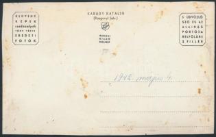 1942 Karády Katalin(1910-1990) színésznőt ábrázoló fotó, dedikált, Rozgonyi felvétele, fotólap, 14x9...