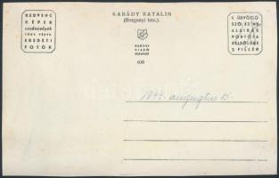 1944 Karády Katalin(1910-1990) színésznőt ábrázoló fotó, dedikált, Rozgonyi felvétele, fotólap, 14x9...