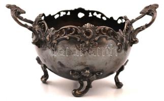 Félgömb alakú dekoratív, növénymotívumos füles cukortartó, jelzés nélkül, m: 8,5 cm