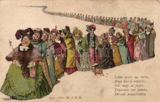 "Szász anyós egy sorba..." / mother-in-law Humour, litho s: Hegedűs-Geiger R. (EK)