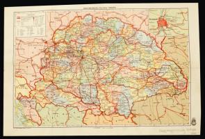 1930-40 Magyarország politikai térképe, M. kir. honvéd térképészeti intézet, 29x43cm