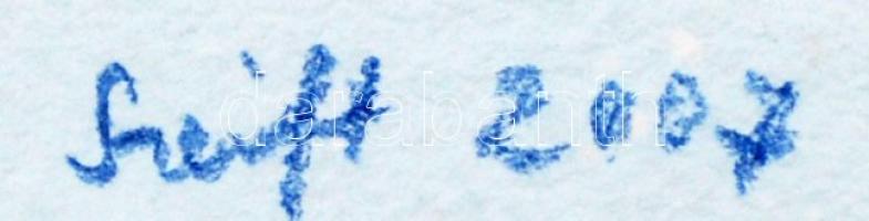 Szeift Béla (1944-2012): Lények. Akvarell, merített papír, jelzett, üvegezett keretben, 29×20 cm