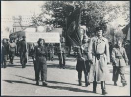 1949 Felvonulás május elsején, 3 db fotó, későbbi nagyítás, 18x24 cm