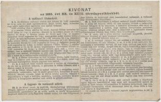 1905 Vadászati Jegy Budapesten kiállítva, középen, a hajtásnál kopottas állapotban, 11x17cm