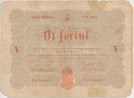 1848. 5Ft Kossuth bankó vörösesbarna T:III-