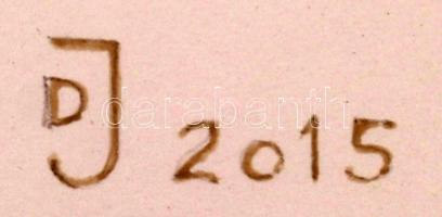 Dévényi János (1956-): Körmetszés. Akril, papír, jelzett, üvegezett keretben 30×40 cm