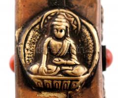 Berakásokkal és gyöngyökkel díszített, keleti, füstölő tartó, réz, 29x3x3cm