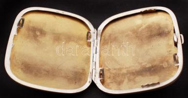 Ezüst cigarettatárca zománc berakással, Ag., 72gr., jelzett, 9x7cm/  Silver cigarette case, Ag., 72g...
