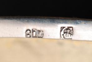 Ezüst cigarettatárca zománc berakással, Ag., 72gr., jelzett, 9x7cm/  Silver cigarette case, Ag., 72g...