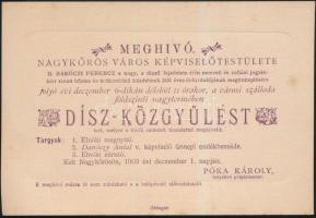 1903 Nagykőrös város díszközgyűlése a Rákóczi szabadságharc 200. évfordulójára. Meghívó.