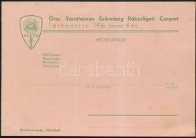 1936 Országos Frontharcos Szövetség nyomott levelezőlap és meghívó műsorra