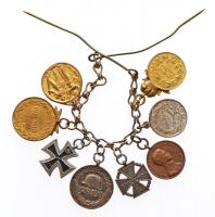 1890. "Bronz Katonai Érdemérem kardokkal" aranyozott Br miniatűr + 1917. "Károly Ezüs...