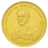 Bognár György (1944-) 1993. "Horthy emlékérem" Au emlékérem eredeti tokban számozott tanúsítvánnyal (6.96g/0.999/23mm) T:PP ujjlenyomatos Hungary 1993. "Horthy commemorative medallion" Au commemorative medallion in case with numbered certificate. Sign.: György Bognár (6.96g/0.999/23mm) C:PP fingerprints