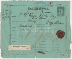 1896 2 db szállítólevél viaszpecséttel