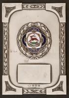 1947 Anglia 1. athletikai clubja, 1867-es évad, zománcozott ezüst plakett, Angol Birmingham,  jelzett,  Ag., br.:61gr, 11x8cm / England 1. Athletic Club, Birchfield Harries, silver plaquet, English Birmingham, marked, Ag. 61gr, 11x8cm.
