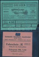 cca 1930 Drezda, Hamburg 2 db autós városnézésre szóló jegy / Automobil sight seeing tickets