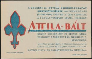 1940 Meghívó cserkészcsapat által rendezett Attila bálra