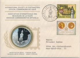 1977. Sopron 700 éves Ag emlékérem alkalmi bélyegzéses bélyeges borítékon (20.21g/0.925/39mm) T:PP