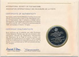 1977. "Sopron 700 éves" Ag emlékérem alkalmi bélyegzéses bélyeges borítékon (20.21g/0.925/...