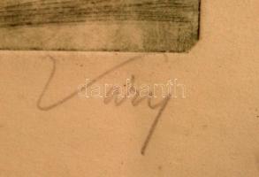 Váry jelzéssel: Pléhkrisztus. Rézkarc, papír, üvegezett keretben, 23×17 cm