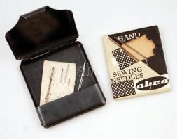 cca 1900 Ligeti és Bíró, Vígszínház utca, gyufa/varrókészlet tartó fém dobozka  fém dobozka 6x5 cm