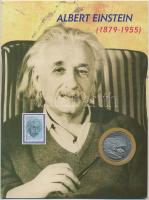 Németország DN Albert Einstein fém emlékérem bélyeggel és képes ismertetővel T:PP Germany ND Albert Einstein metal medal with stamp and information C:PP