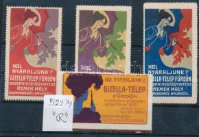 1905 Gizella-telep fürdő 4 db klf reklámbélyeg