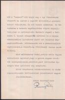 1936 Ravaszi István bank elnök aláírása MNB fejléces papíron, 22x15cm