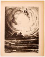 Ruzicskay György (1896-1993): Kastély az égben, algrafia, papír, jelzett az algrafián, 24,5×18,5 cm